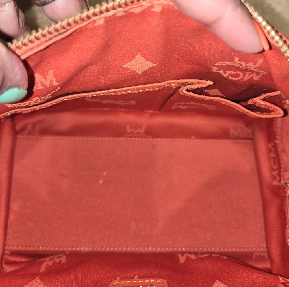 MCM Bright Orange Small Boston Satchel Bag - Picture 13 of 14